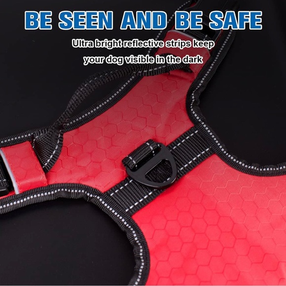 Adjustable Reflective Dog Harness Red Sizes L - Picture 8 of 11